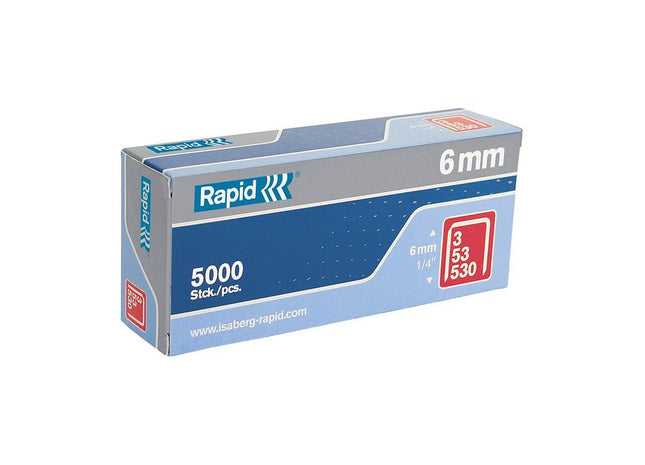Rapid 53/6B 6mm Galvanised Staples (Box 5000) Rapid - RockBottom Nothampton