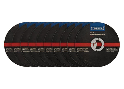 Draper Inox Flat Metal Cutting Discs, 115 x 22.2 x 1.2mm (Pack of 10) 08940 Draper - Town Tools 