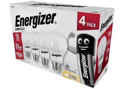 Energizer® LED ES (E27) Opal GLS Non-Dimmable Bulb, Warm White 806 lm 8.2W (Pack 4) Energizer® - RockBottom Northamptin