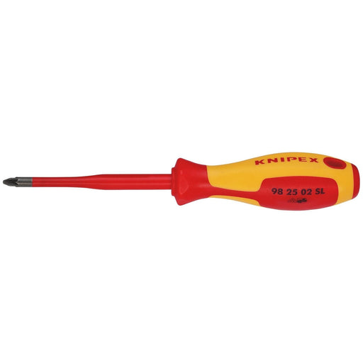 Knipex 98 25 02 SL VDE Insulated Pozidriv Screwdriver, PZ2 x 100mm - Slim Draper - Town Tools