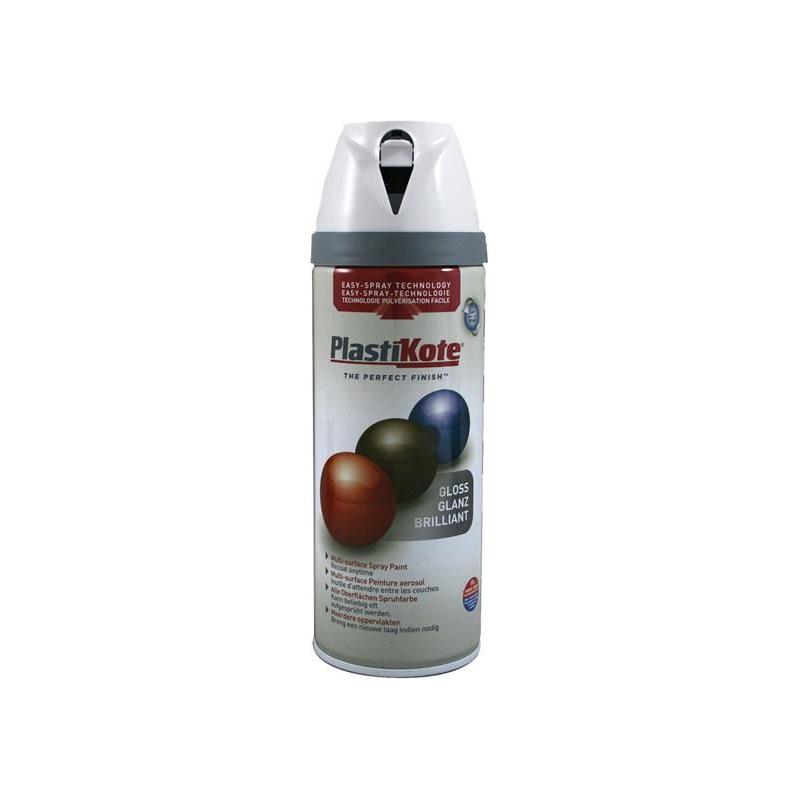 Plastikote Twist & Spray Gloss Pure Brilliant White 400ml PlastiKote - RockBottom Nothampton