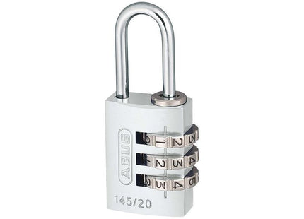 Abus Mechanical 145/20 20mm Aluminium Combination Padlock Silver 46574 ABUS Mechanical - RockBottom Northampton 