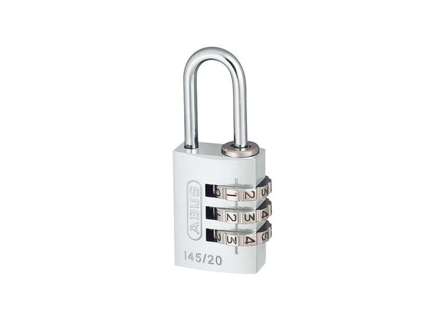 Abus Mechanical 145/20 20mm Aluminium Combination Padlock Silver 46574 ABUS Mechanical - RockBottom Northampton 