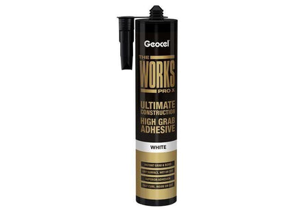 Geocel THE WORKS PRO X High Grab Adhesive White 290ml Geocel - RockBottom Northampton