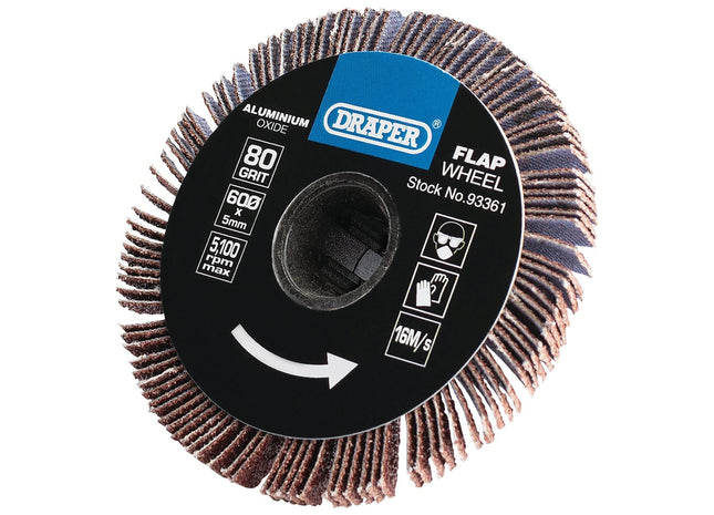 Draper Aluminium Oxide Flap Wheel, 5 x 60mm, 80 Grit 93361 Draper - Town Tools 