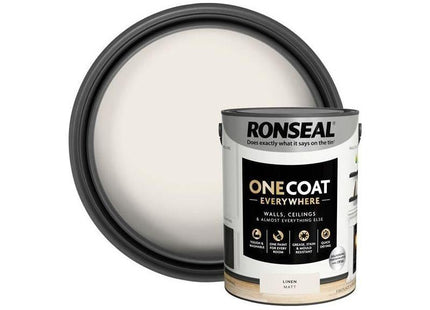 Ronseal One Coat Everywhere Interior Paint Linen Matt 5 litre Ronseal - RockBottom Nothampton