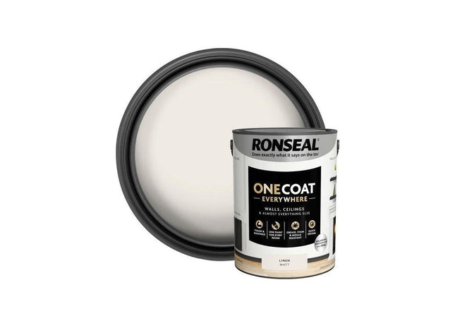 Ronseal One Coat Everywhere Interior Paint Linen Matt 5 litre Ronseal - RockBottom Nothampton