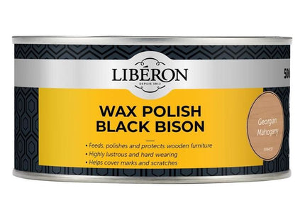 Liberon Black Bison Wax Paste Georgian Mahogany 500ml Liberon - RockBottom Northampton