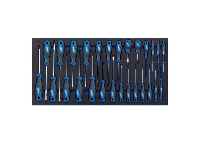Draper Soft Grip Screwdriver Set in Full Drawer EVA Insert Tray (27 Piece) 63406 Draper - Town Tools 