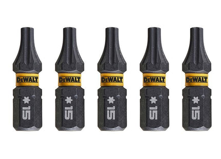 DeWALT Power Tools EXTREME FlexTORQ Bits T15 x 25mm (Pack 5) DeWALT Power Tools - RockBottom Northampton