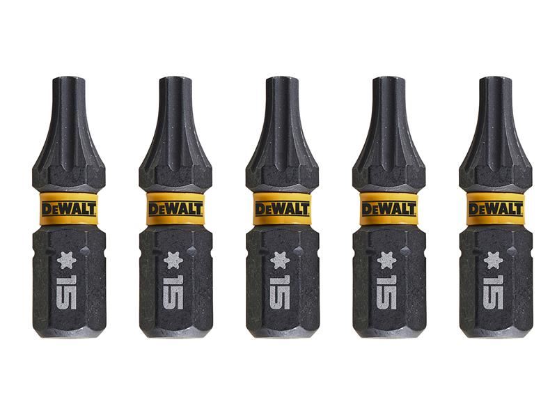 DeWALT Power Tools EXTREME FlexTORQ Bits T15 x 25mm (Pack 5) DeWALT Power Tools - RockBottom Northampton