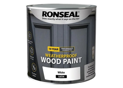 Ronseal 10 Year Weatherproof Wood Paint White Satin 2.5 litre Ronseal - RockBottom Nothampton
