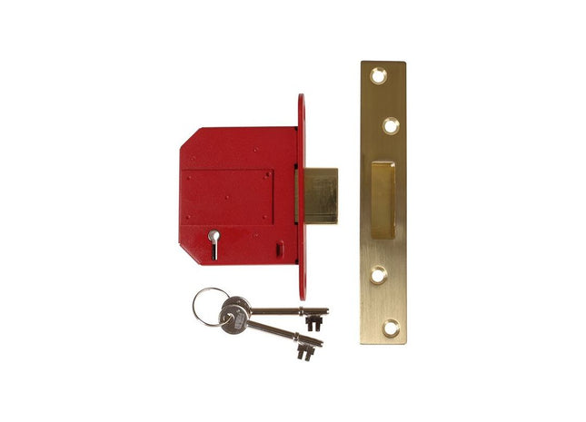 Union StrongBOLT 2100S BS 5 Lever Mortice Deadlock 81mm 3in Satin Brass Visi UNION - RockBottom Northampton