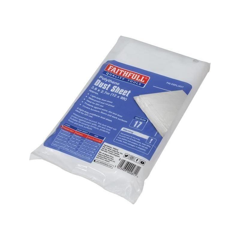 Faithfull Light-Duty Polythene Dust Sheet 3.6 x 2.7m Faithfull - RockBottom Northampton