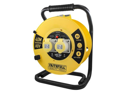 Faithfull Power Plus Open Cable Reel 110V 40m 16A 2 Socket (1.5mm Cable) Faithfull Power Plus - RockBottom Northampton