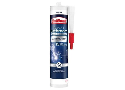 Unibond Healthy Kitchen & Bathroom Anti Mould Sealant White Cartridge 274g UniBond - RockBottom Northampton