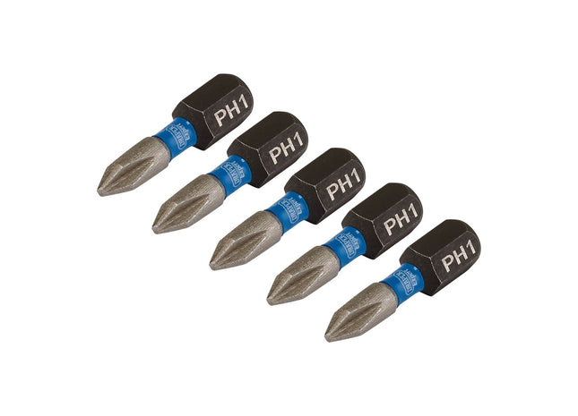 Draper Expert Cross Slot/PH Type Impact Screwdriver Bits, No.1 x 25mm, 1/4" Hex Draper - Town Tools 