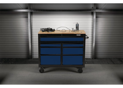 Draper BUNKER Workbench Roller Tool Cabinet, 7 Drawer, 41", Blue 08222 Draper - Town Tools 