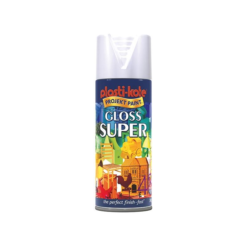 Plastikote Gloss Super Spray White 400ml PlastiKote - RockBottom Nothampton