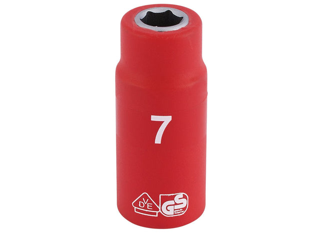 Draper Fully Insulated VDE Socket, 1/4" Sq. Dr., 7mm 31325 Draper - Town Tools 