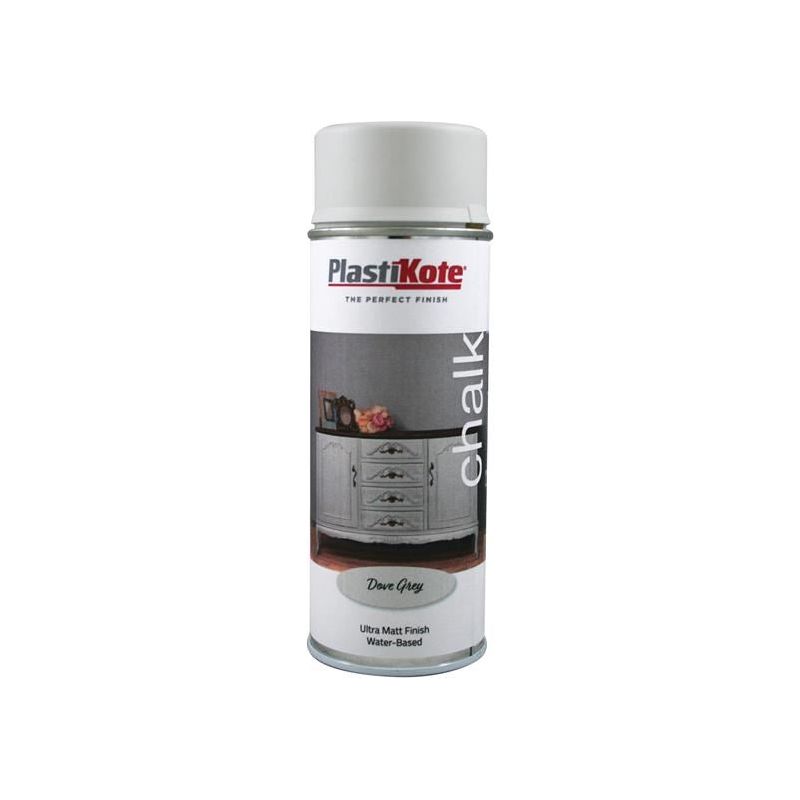 Plastikote Chalk Finish Spray Dove Grey 400ml PlastiKote - RockBottom Nothampton