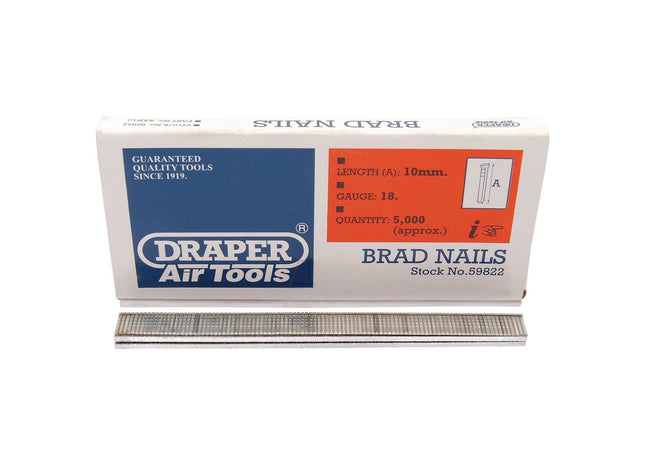 Draper Brad Nails, 10mm (Pack of 5000) 59822 Draper - Town Tools 