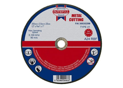 Faithfull Metal Cut Off Disc 300 x 3.5 x 25.4mm Faithfull - RockBottom Northampton