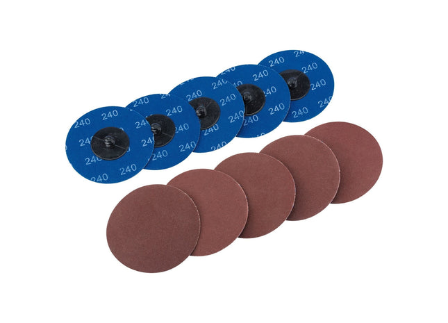 Draper Aluminium Oxide Sanding Discs, 75mm, 240 Grit (Pack of 10) 75619 Draper - Town Tools 