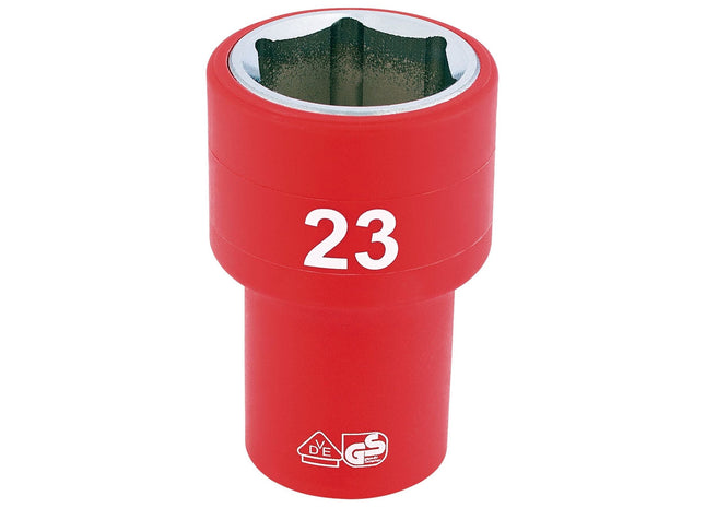 Draper Fully Insulated VDE Socket, 1/2" Sq. Dr., 23mm 31953 Draper - Town Tools 