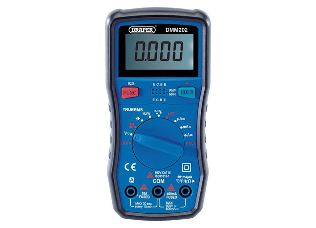 Draper Auto-Ranging Digital Multimeter, 1 x Test Leads, 1 x Temp Probe 41820 Draper - Town Tools 