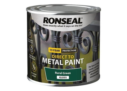 Ronseal Direct to Metal Paint Rural Green Gloss 250ml Ronseal - RockBottom Nothampton