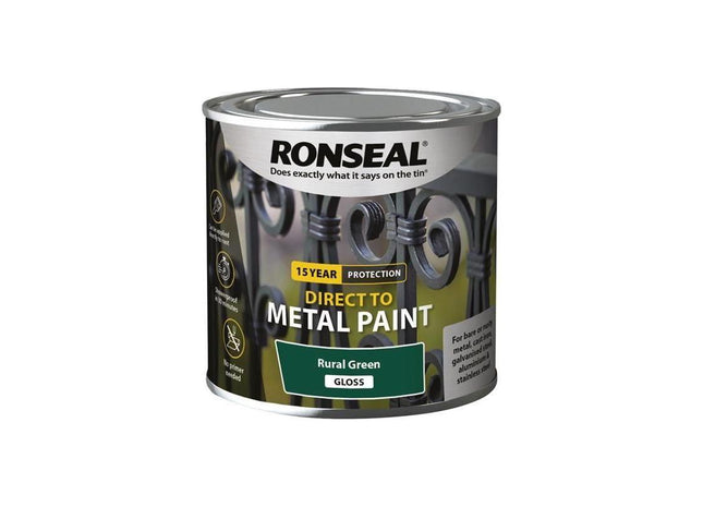 Ronseal Direct to Metal Paint Rural Green Gloss 250ml Ronseal - RockBottom Nothampton