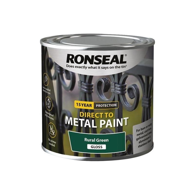 Ronseal Direct to Metal Paint Rural Green Gloss 250ml Ronseal - RockBottom Nothampton