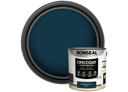 Ronseal One Coat Everywhere Interior Paint Midnight Sky Matt 2.5 litre Ronseal - RockBottom Nothampton