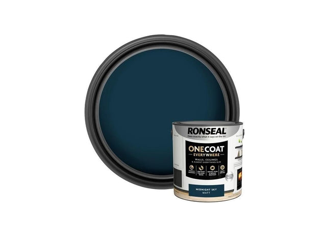 Ronseal One Coat Everywhere Interior Paint Midnight Sky Matt 2.5 litre Ronseal - RockBottom Nothampton