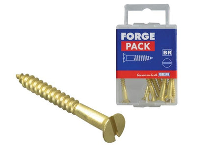 ForgeFix Wood Screw Slotted CSK Brass 1.1/2in x 8 ForgePack 10 ForgeFix - RockBottom Northampton