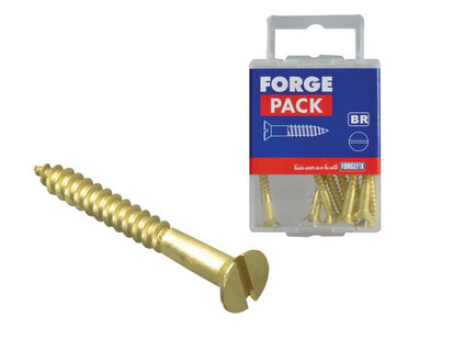 ForgeFix Wood Screw Slotted CSK Brass 1.1/2in x 8 ForgePack 10 ForgeFix - RockBottom Northampton