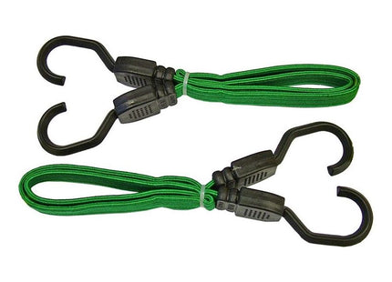 Faithfull Flat Bungee Cord 60cm (24in) Green 2 Piece Faithfull - RockBottom Northampton