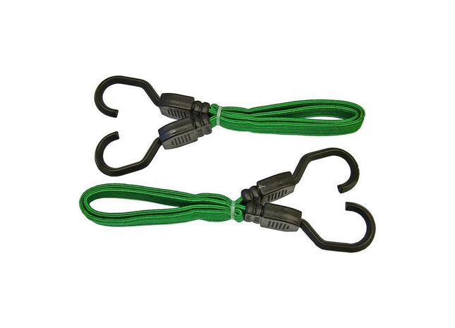 Faithfull Flat Bungee Cord 60cm (24in) Green 2 Piece Faithfull - RockBottom Northampton