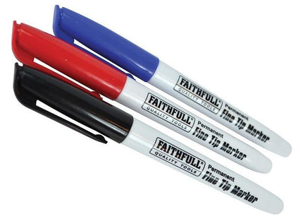 Faithfull Fibre Tip Marker Pen Mixed (Pack 3) Faithfull - RockBottom Northampton