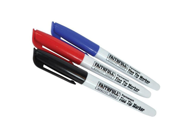 Faithfull Fibre Tip Marker Pen Mixed (Pack 3) Faithfull - RockBottom Northampton