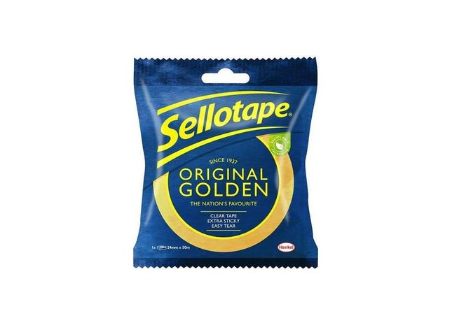 Sellotape Original Golden Sticky Tape - 1 Roll 24mm x 50m Sellotape - RockBottom Nothampton
