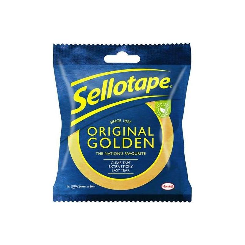 Sellotape Original Golden Sticky Tape - 1 Roll 24mm x 50m Sellotape - RockBottom Nothampton