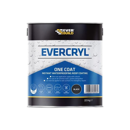 Everbuild Sika EVERCRYL® One Coat Black 2.5kg Everbuild Sika - RockBottom Northamptin