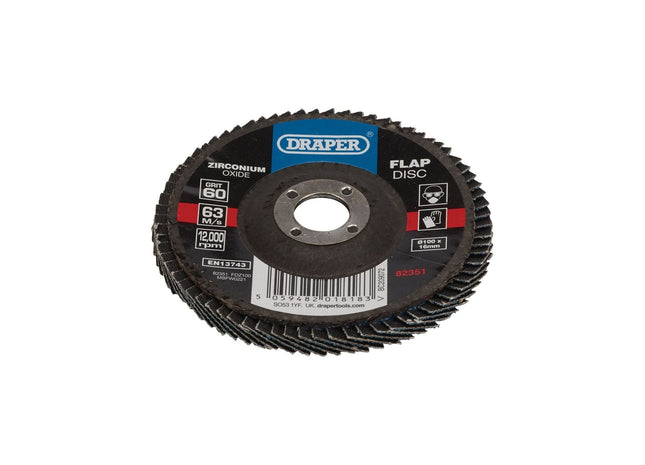 Draper Zirconium Oxide Flap Disc, 100 x 16mm, 60 Grit 82351 Draper - Town Tools 