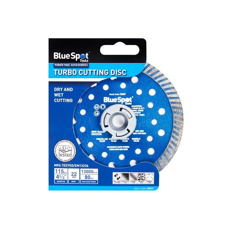 Bluespot Tools Turbo Cutting Disc 115 x 22mm BlueSpot Tools - RockBottom Northampton