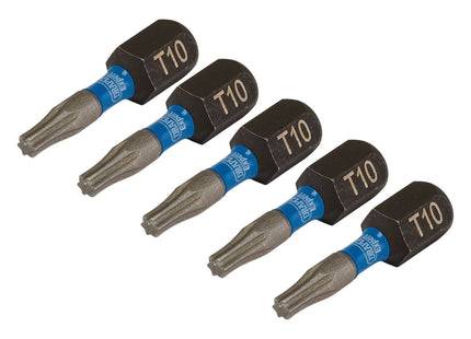 Draper Expert TX-STAR Impact Screwdriver Bits, T10 x 25mm, 1/4" Hex (Pack of 5) Draper - Town Tools 