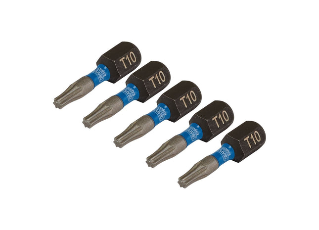 Draper Expert TX-STAR Impact Screwdriver Bits, T10 x 25mm, 1/4" Hex (Pack of 5) Draper - Town Tools 