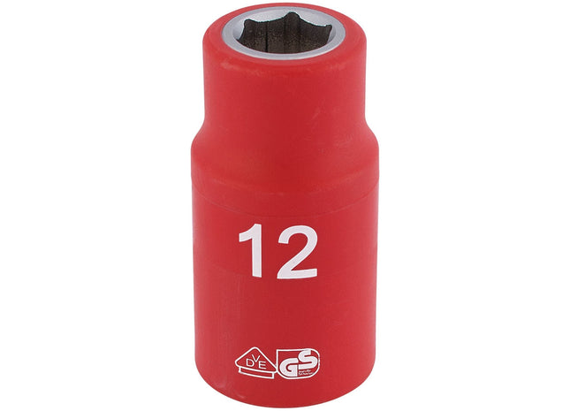 Draper Fully Insulated VDE Socket, 1/2" Sq. Dr., 12mm 31785 Draper - Town Tools 