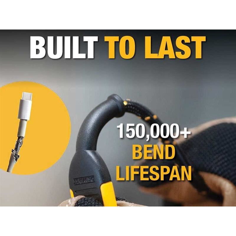 Dewalt Telecoms USB A to Lightning® Reinforced Charging Cable 1.2m (4ft) DEWALT Telecoms - RockBottom Northampton